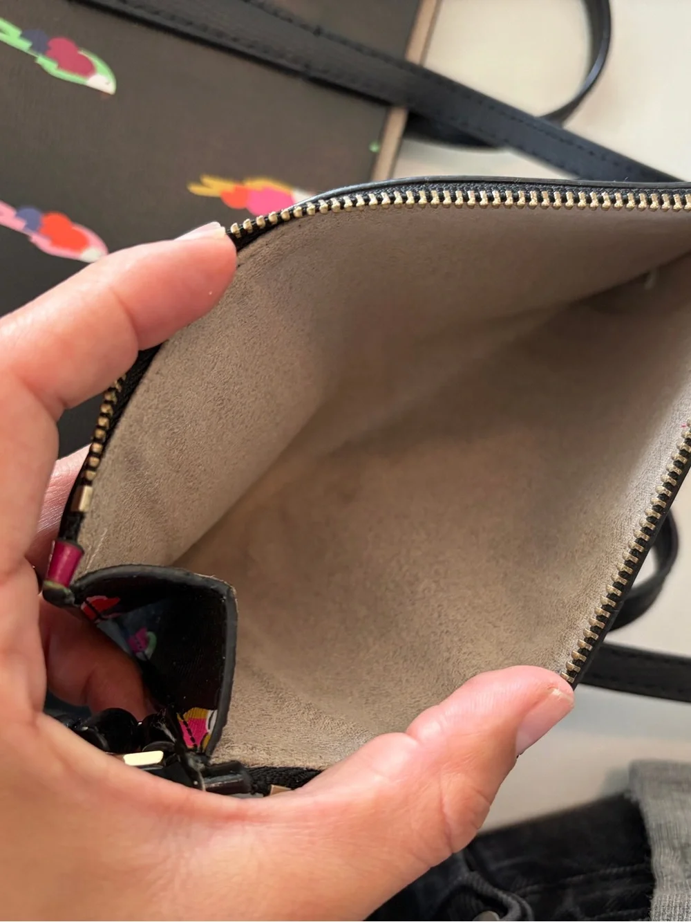 kate spade Black Tote with Multicolor Parrot Print